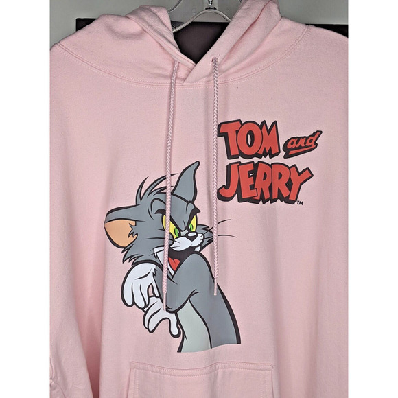 Tom And Jerry Cartoon Show Pink Hoodie Pullover XL Front Back Design P2P 24" - Picture 3 of 11